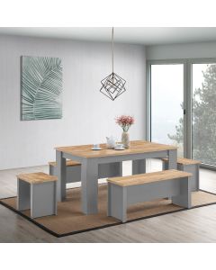 Dining Table 150 cm with 2 Benches 2 Stools Set