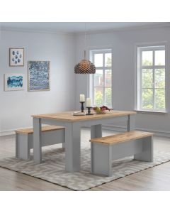 Dining Table 150 cm with 2 Benches Set