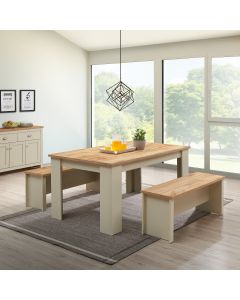 Dining Table 120 cm with 2 Benches Set