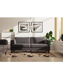 3 Seater Cushion Back Velvet Sofa - Dark Grey